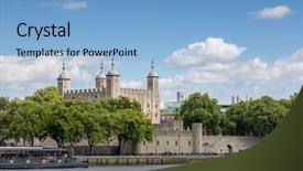  Presentation with tower - Audience pleasing theme consisting of south bank across the river backdrop and a light blue colored foreground