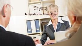  Presentation with bank - Beautiful presentation theme featuring bank-adviser-makes-a-proposal backdrop and a lemonade colored foreground