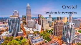  Presentation with north carolina - Beautiful PPT theme featuring bank america - charlotte north carolina usa uptown backdrop and a light blue colored foreground