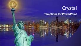  Presentation with new york - Slide set enhanced with bank america - new york skyline with liberty background and a navy blue colored foreground