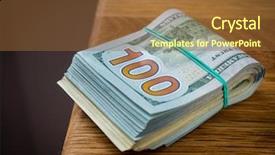  Presentation with wine retail case stack - Cool new presentation design with bank america - stack of cash dollars backdrop and a tawny brown colored foreground