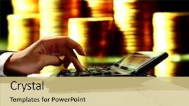  Presentation with balance - Cool new presentation design with bank balance - businessman calculate of incomes finance backdrop and a soft green colored foreground