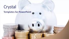  Presentation with piles - Presentation having bank behind piles of euro background and a sky blue colored foreground