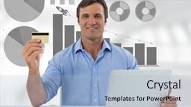  Presentation with digital statistics - PPT layouts consisting of bank card and pie background and a light blue colored foreground