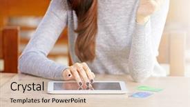  Presentation with bank - PPT theme consisting of bank card for paying bills background and a soft green colored foreground