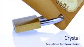  Presentation with credit card - Cool new PPT layouts with bank check - golden credit card and padlock backdrop and a sky blue colored foreground