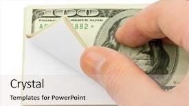  Presentation with bank - Cool new slide set with bank check - hand and wad of paper backdrop and a lemonade colored foreground