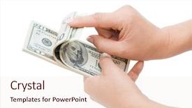  Presentation with counting - Colorful theme enhanced with bank check - hand counting money isolated backdrop and a sky blue colored foreground