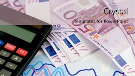  Presentation with calculator - Presentation enhanced with bank cheque - banknotes of euro and calculator background and a soft green colored foreground