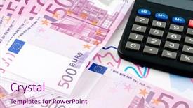  Presentation with process diagram - Beautiful slide set featuring bank cheque - banknotes of euro and diagram backdrop and a  colored foreground