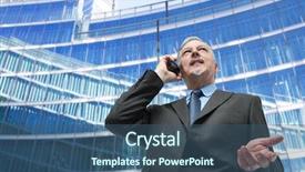  Presentation with phone - Presentation theme having bank corporate - senior businessman talking background and a  colored foreground