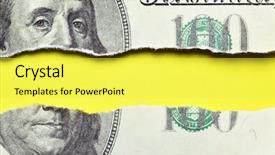  Presentation with fall - PPT theme with torn dollars banknote with space background and a yellow colored foreground
