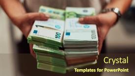  Presentation with bank - Presentation design enhanced with bank-employees-holding-a-pile background and a tawny brown colored foreground