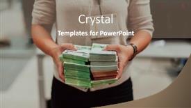  Presentation with bank - Slide deck having bank-employees-holding-a-pile background and a coral colored foreground