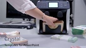  Presentation with bank - Audience pleasing slide deck consisting of bank-employees-using-money-counting backdrop and a light blue colored foreground