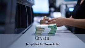  Presentation with counting - Amazing slide set having bank-employees-using-money-counting backdrop and a light blue colored foreground