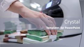  Presentation with employees - Beautiful slide deck featuring bank-employees-using-money-counting backdrop and a gray colored foreground