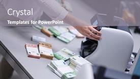  Presentation with vault - Colorful presentation design enhanced with bank-employees-using-money-counting backdrop and a gray colored foreground