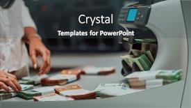  Presentation with vault - Presentation theme with bank-employees-using-money-counting background and a tawny brown colored foreground