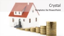  Presentation with white house - Presentation theme having bank houses - house and money over white background and a sky blue colored foreground