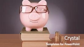  Presentation with stock bank accounting and book - Colorful slide set enhanced with bank in glasses with book backdrop and a  colored foreground