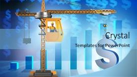  Presentation with business loan - Presentation design consisting of bank industry loan - construction crane lifting dollar background and a  colored foreground