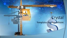  Presentation with business growth dollar - Presentation design featuring bank industry loan - construction crane lifting dollar background and a  colored foreground