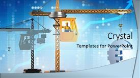  Presentation with crane - PPT theme with bank industry loan - construction crane lifting euro background and a light blue colored foreground