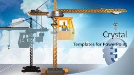  Presentation with crane - Slides enhanced with bank industry loan - construction crane lifting euro background and a light blue colored foreground
