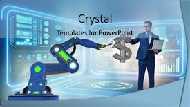  Presentation with trader - Slide set consisting of bank industry loan - currency trader using modern technologies background and a light blue colored foreground