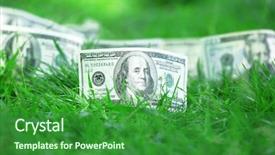  Presentation with banknotes - Beautiful theme featuring bank loan - banknotes money over green grass backdrop and a forest green colored foreground