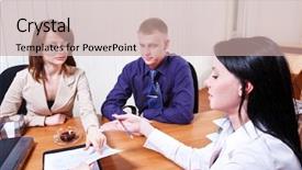  Presentation with contract conferences - Presentation featuring bank loan - customers discussing contract issues background and a coral colored foreground