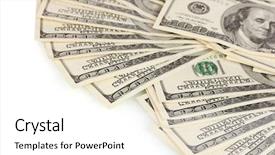  Presentation with bills - Cool new presentation theme with bank loan - lot of one hundred dollar backdrop and a white colored foreground