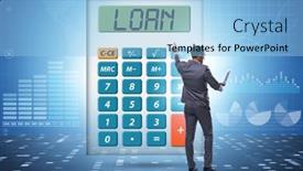  Presentation with loan - Slide deck having bank-loan-concept-with-calculator background and a light blue colored foreground