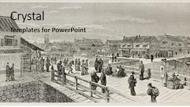  Presentation with painting old - Cool new slides with bank near nippon bridge backdrop and a light gray colored foreground