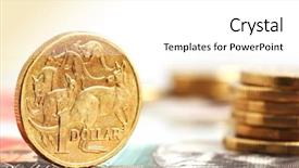  Presentation with aussie - Colorful presentation theme enhanced with aussie one dollar coins backdrop and a white colored foreground