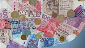  Presentation with simple japan hong kong - Presentation featuring dollar banknotes and coins background and a coral colored foreground