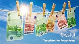  Presentation with money laundering - PPT theme having bucket of water and mop background and a coral colored foreground