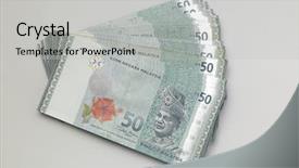  Presentation with ringgit malaysia - Slides having bank notes - stack of malaysia ringgit background and a light gray colored foreground
