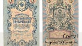  Presentation with russian - PPT theme consisting of ancient paper money - two sides of old russian background and a mint green colored foreground