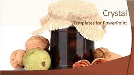  Presentation with jam - PPT theme enhanced with bank of jam walnuts isolated on white background background and a lemonade colored foreground