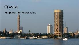  Presentation with nile river - Audience pleasing slide deck consisting of bank of the river backdrop and a light blue colored foreground