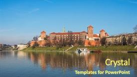 Presentation with castle wall - Theme having bank of vistula river background and a tawny brown colored foreground