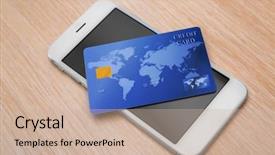 Presentation with mobile phone on car - Beautiful presentation design featuring bank operational budget - credit card and mobile phone backdrop and a  colored foreground