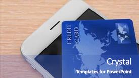  Presentation with mobile phone on car - Presentation enhanced with bank operational budget - credit card and mobile phone background and a  colored foreground