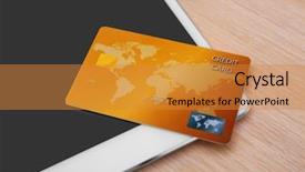  Presentation with credit card fraud fraud - Audience pleasing presentation design consisting of bank operational budget - credit card and tablet computer backdrop and a  colored foreground