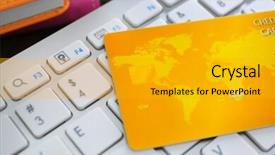  Presentation with budget - Theme consisting of bank operational budget - credit card on computer keyboard background and a  colored foreground