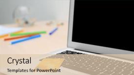  Presentation with credit card - Amazing presentation theme having bank operational budget - credit card on laptop keyboard backdrop and a  colored foreground