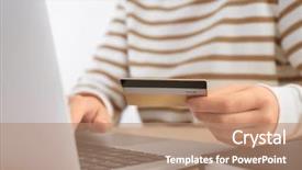  Presentation with budget - Amazing presentation theme having bank operational budget - woman with credit card backdrop and a  colored foreground