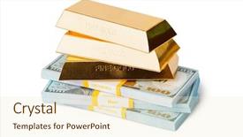  Presentation with white gold - Slide set consisting of bank reserves - gold and money isolated background and a cream colored foreground